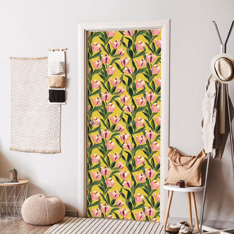 Deursticker met naam - Tulpen - Botanisch - Geel — 8