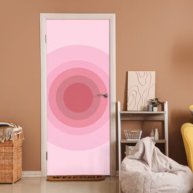 Deursticker - Patroon - Cirkels - Abstract - Roze - Modern — 2