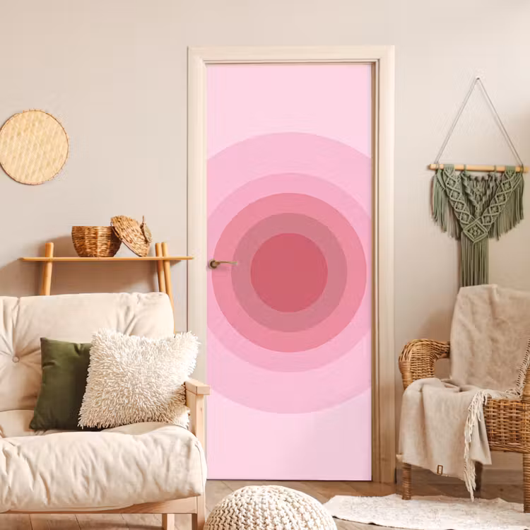 Deursticker - Patroon - Cirkels - Abstract - Roze - Modern — 4