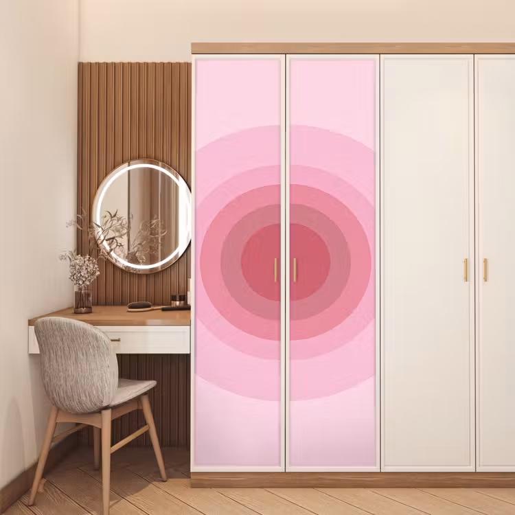 Deursticker - Patroon - Cirkels - Abstract - Roze - Modern — 5