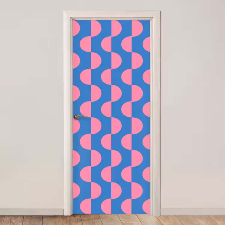 Deursticker - Patroon - Halve cirkels - Abstract - Modern - Roze - Blauw — 1