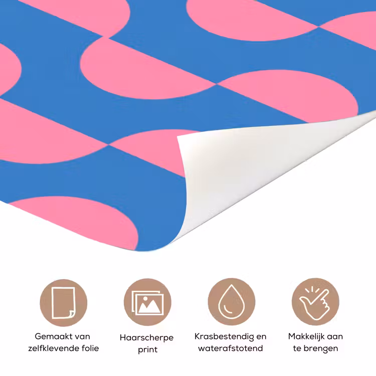 Deursticker - Patroon - Halve cirkels - Abstract - Modern - Roze - Blauw — 3
