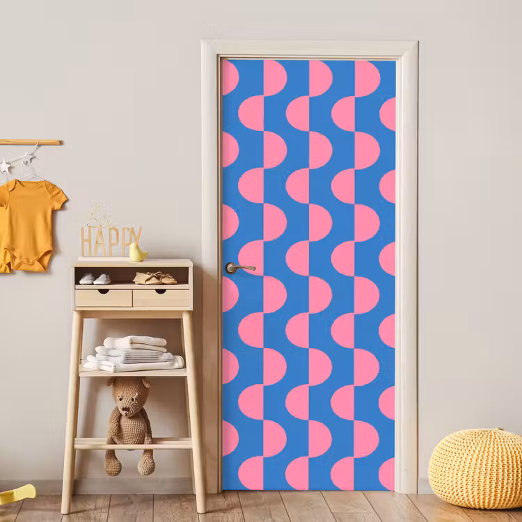 Deursticker - Patroon - Halve cirkels - Abstract - Modern - Roze - Blauw — 6