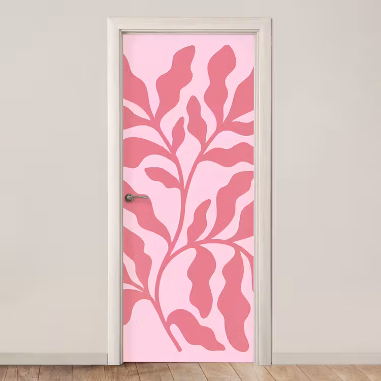 Deursticker - Planten - Organisch - Abstract - Modern - Roze — 1
