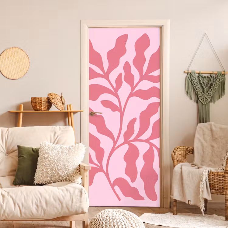 Deursticker - Planten - Organisch - Abstract - Modern - Roze — 4