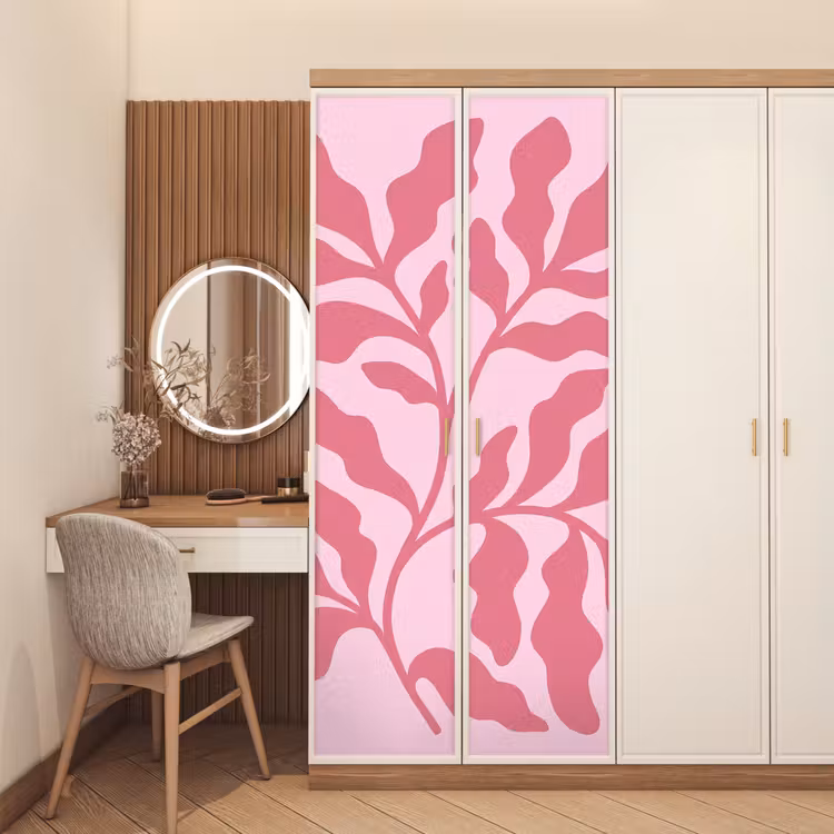 Deursticker - Planten - Organisch - Abstract - Modern - Roze — 5