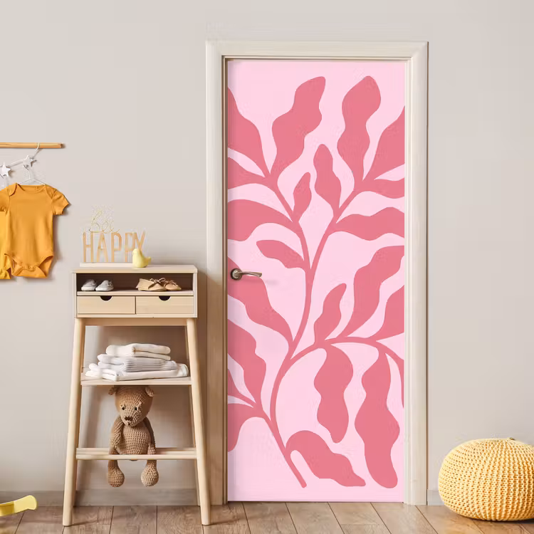 Deursticker - Planten - Organisch - Abstract - Modern - Roze — 6