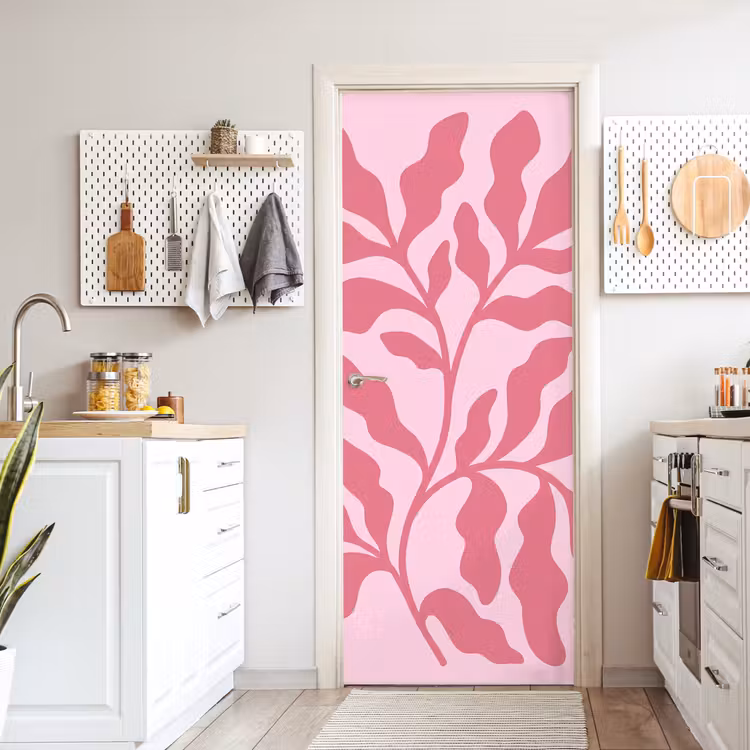 Deursticker - Planten - Organisch - Abstract - Modern - Roze — 7