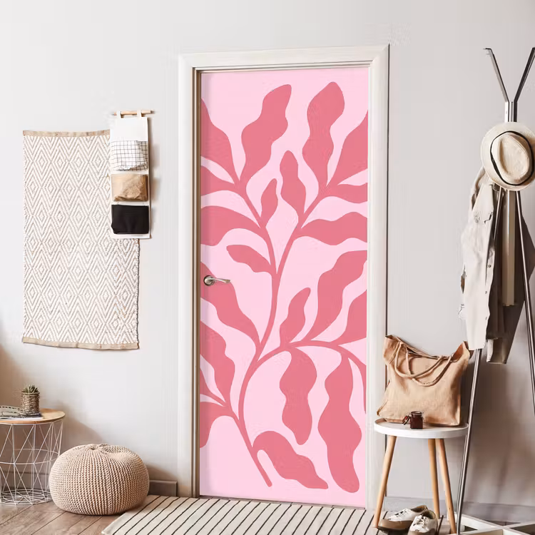 Deursticker - Planten - Organisch - Abstract - Modern - Roze — 8