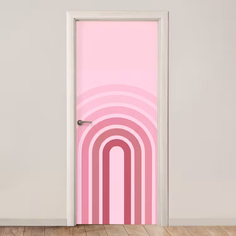 Deursticker - Regenboog - Roze - Abstract - Modern - Minimalistisch — 1