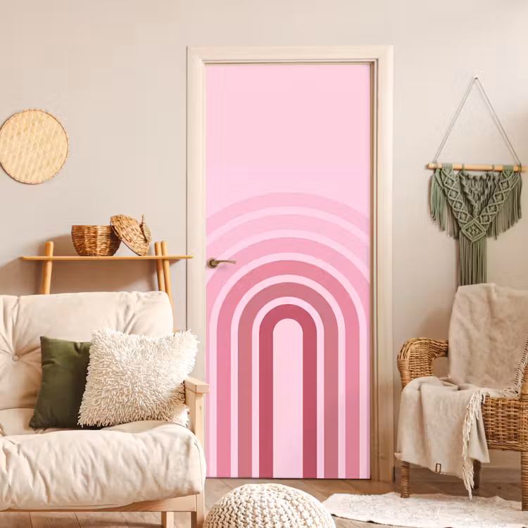 Deursticker - Regenboog - Roze - Abstract - Modern - Minimalistisch — 4
