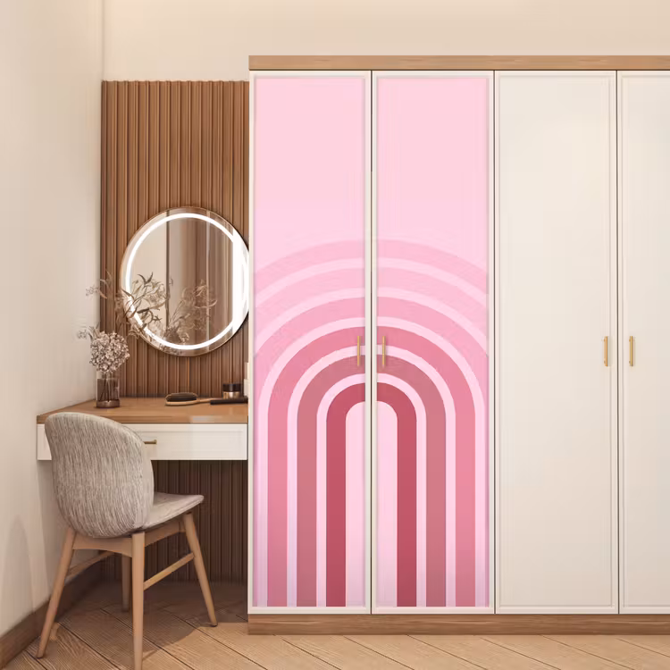 Deursticker - Regenboog - Roze - Abstract - Modern - Minimalistisch — 5