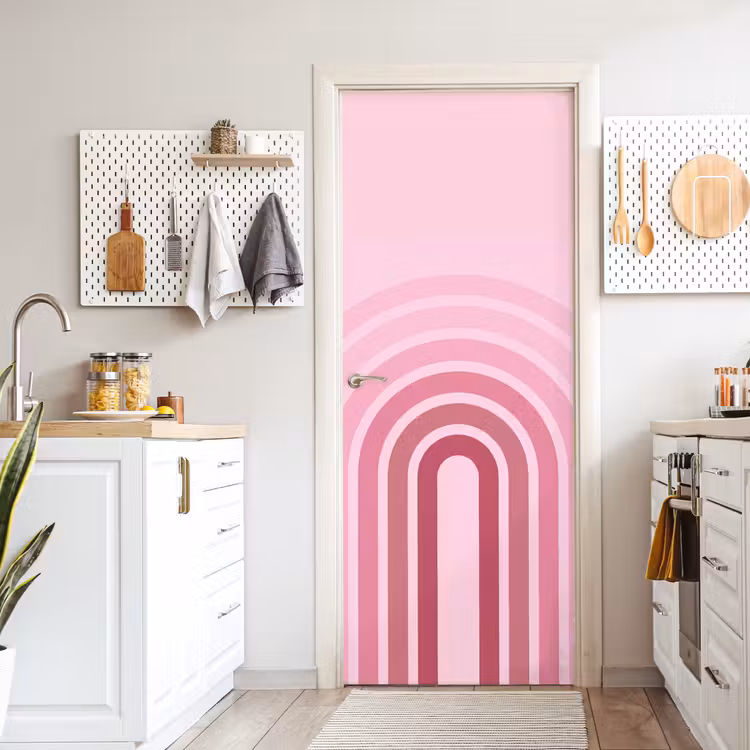 Deursticker - Regenboog - Roze - Abstract - Modern - Minimalistisch — 7