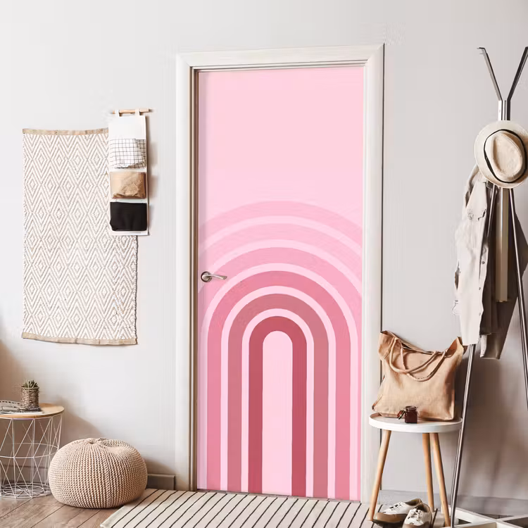 Deursticker - Regenboog - Roze - Abstract - Modern - Minimalistisch — 8