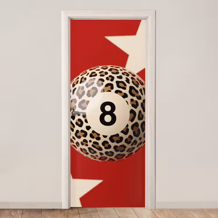 Deursticker - Spel - Dierenprint - Nummer 8 - Modern - Rood — 1