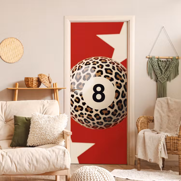Deursticker - Spel - Dierenprint - Nummer 8 - Modern - Rood — 4