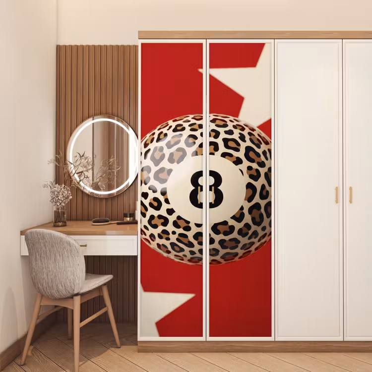 Deursticker - Spel - Dierenprint - Nummer 8 - Modern - Rood — 5