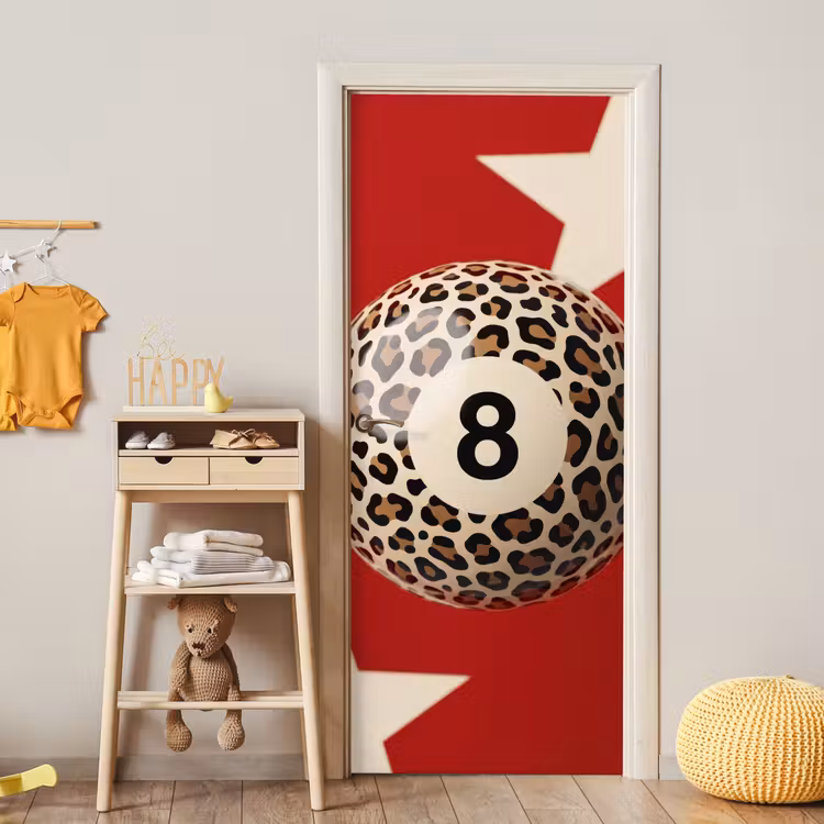 Deursticker - Spel - Dierenprint - Nummer 8 - Modern - Rood — 6