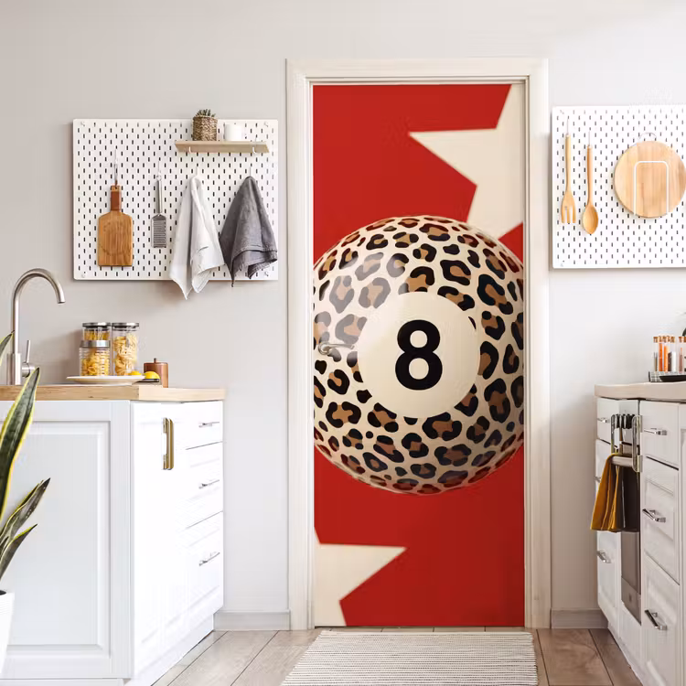 Deursticker - Spel - Dierenprint - Nummer 8 - Modern - Rood — 7
