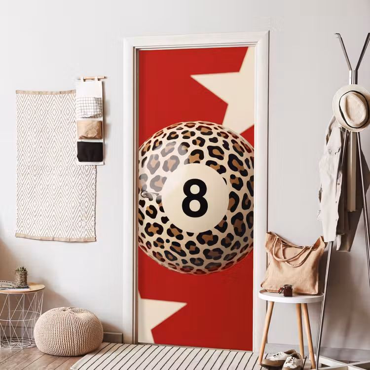 Deursticker - Spel - Dierenprint - Nummer 8 - Modern - Rood — 8