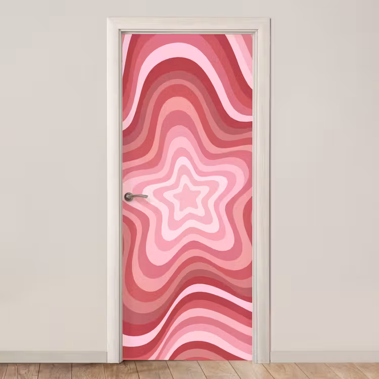 Deursticker - Ster - Golvend - Abstract - Roze — 1