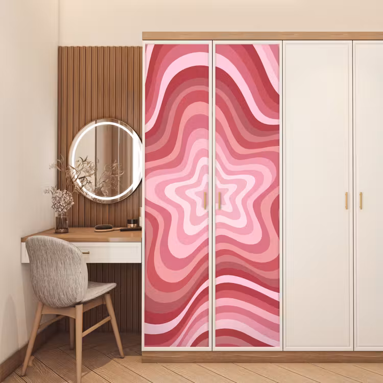Deursticker - Ster - Golvend - Abstract - Roze — 5