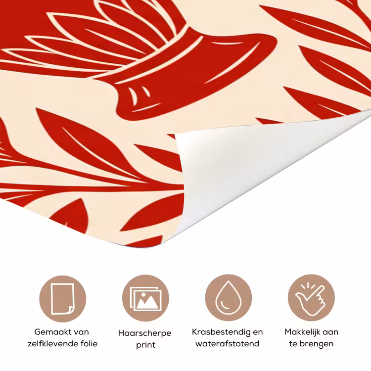Deursticker - Vaas - Planten - Decoratie - Abstract - Rood — 3