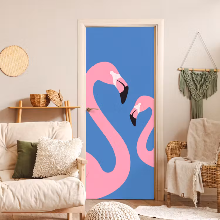 Deursticker - Vogel - Paar - Dieren - Modern - Roze — 4