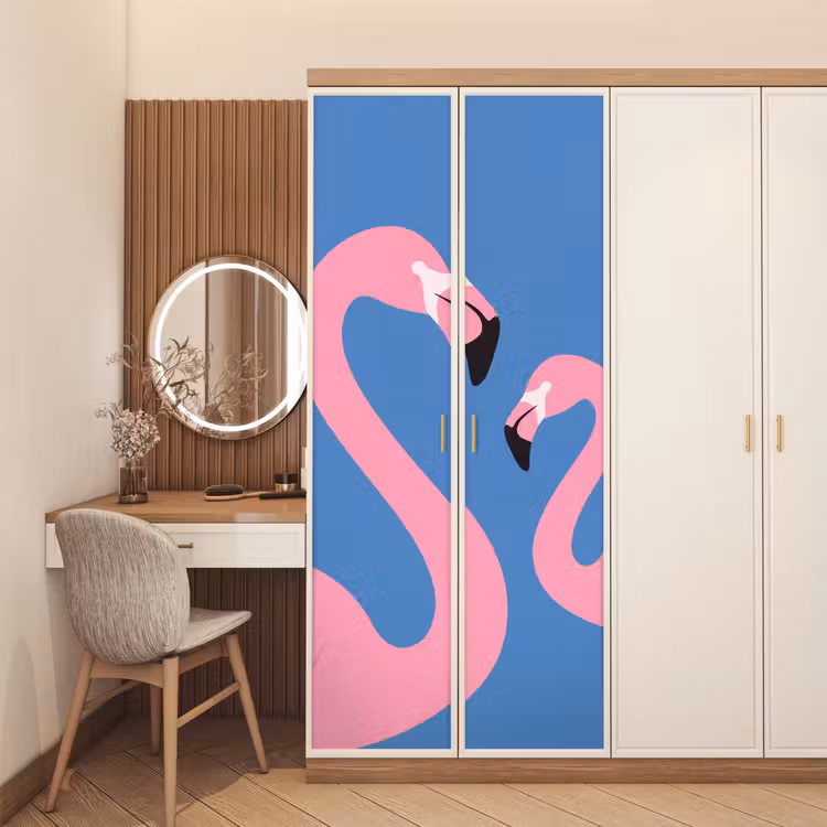 Deursticker - Vogel - Paar - Dieren - Modern - Roze — 5