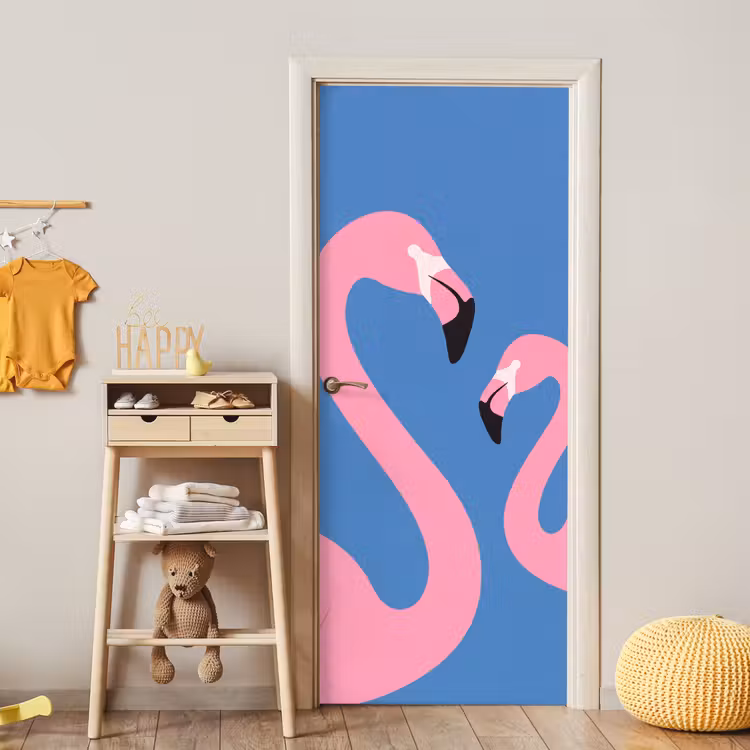 Deursticker - Vogel - Paar - Dieren - Modern - Roze — 6