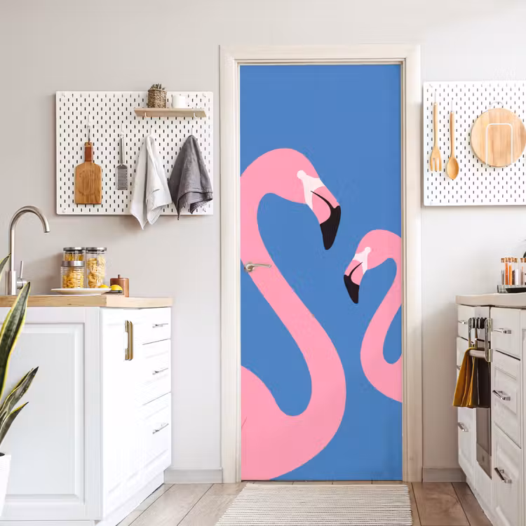 Deursticker - Vogel - Paar - Dieren - Modern - Roze — 7