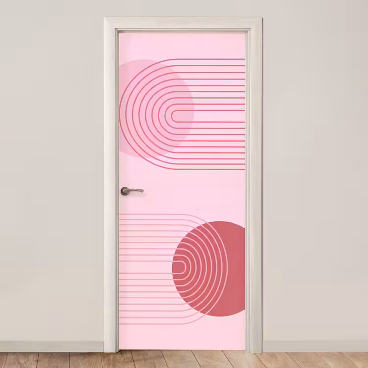 Deursticker - Vormen - Lijnen - Minimalistisch - Roze — 1