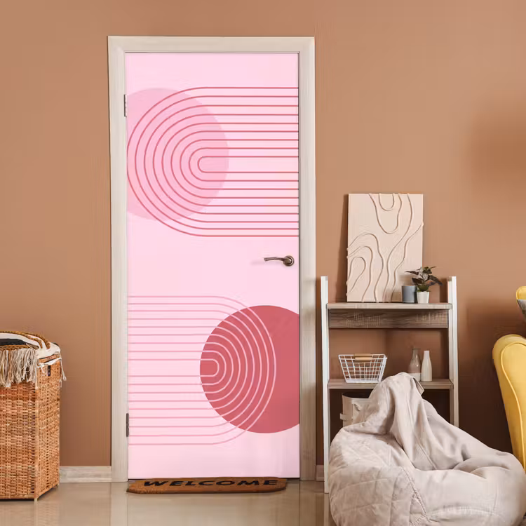 Deursticker - Vormen - Lijnen - Minimalistisch - Roze — 2