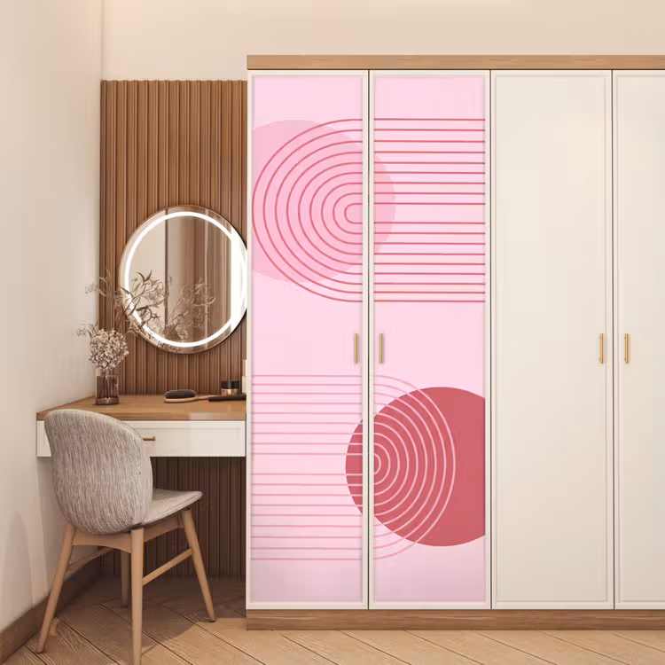 Deursticker - Vormen - Lijnen - Minimalistisch - Roze — 5