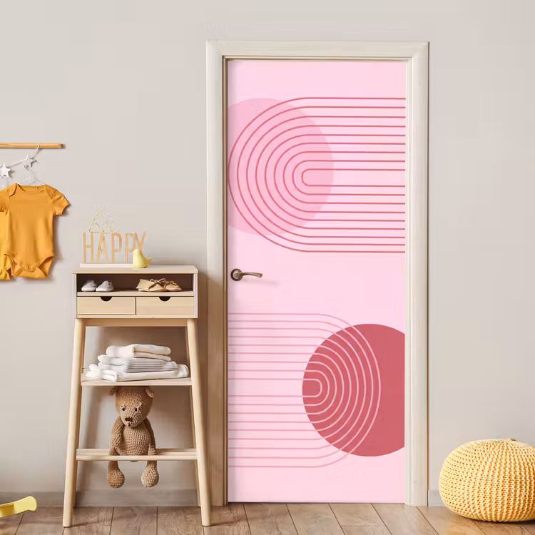Deursticker - Vormen - Lijnen - Minimalistisch - Roze — 6