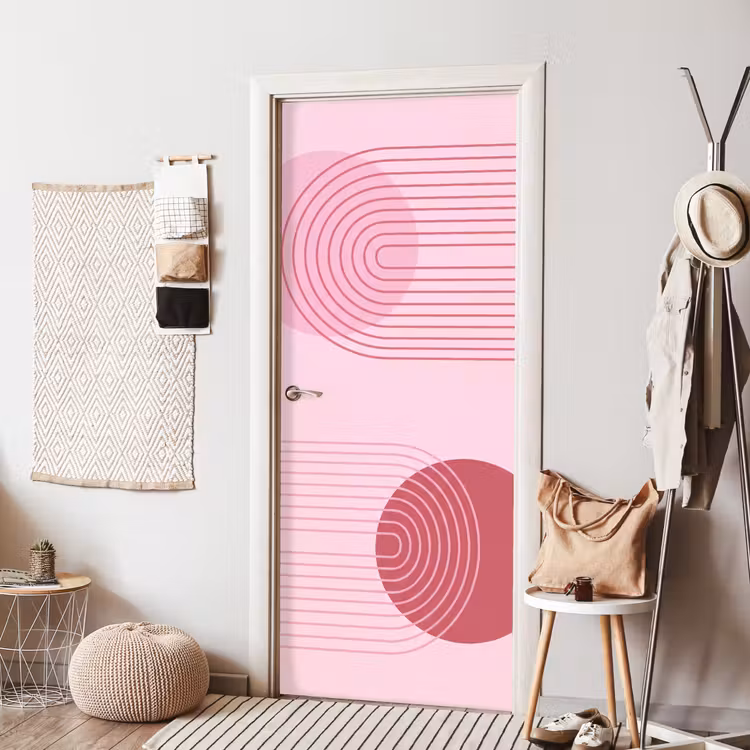 Deursticker - Vormen - Lijnen - Minimalistisch - Roze — 8