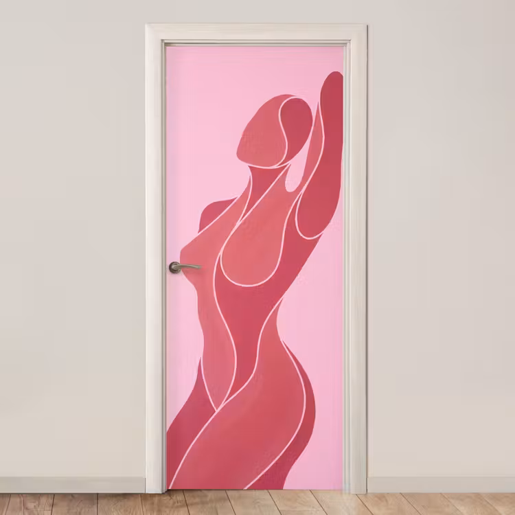 Deursticker - Vrouw - Lichaam - Abstract - Roze — 1
