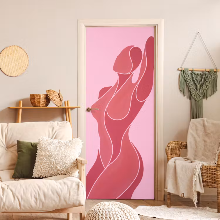 Deursticker - Vrouw - Lichaam - Abstract - Roze — 4