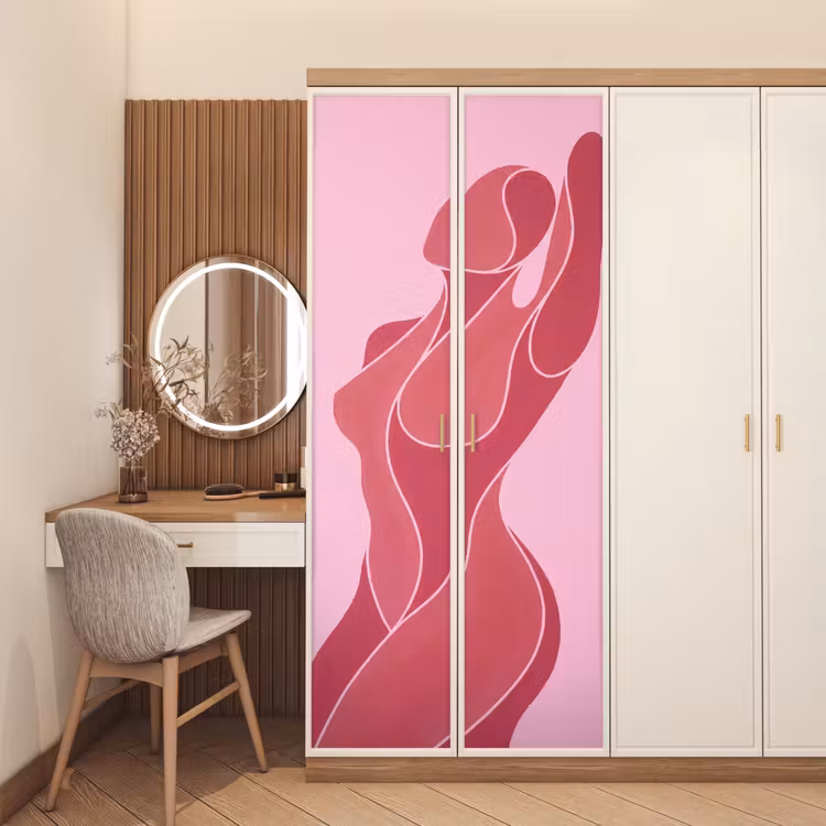 Deursticker - Vrouw - Lichaam - Abstract - Roze — 5