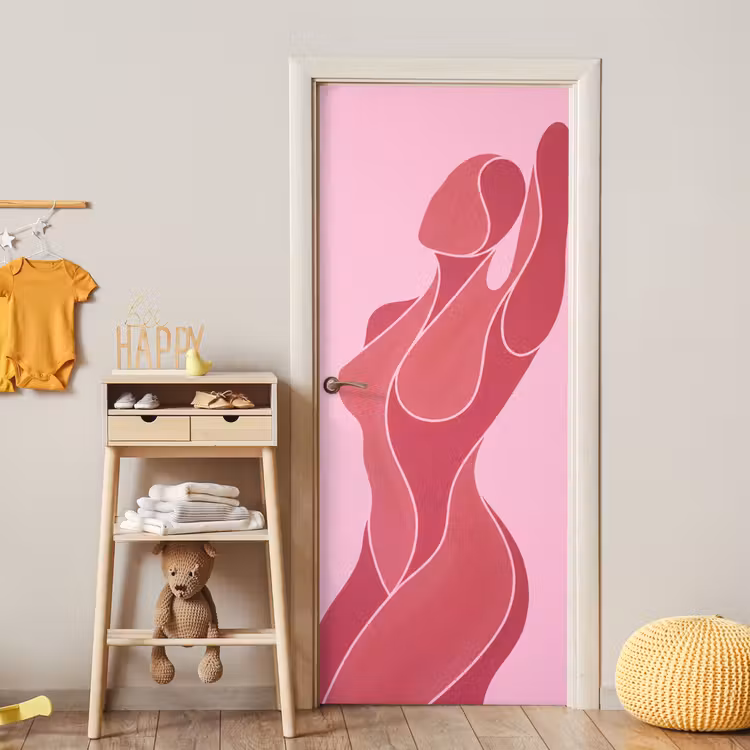 Deursticker - Vrouw - Lichaam - Abstract - Roze — 6