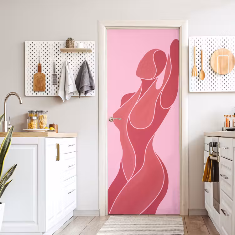 Deursticker - Vrouw - Lichaam - Abstract - Roze — 7