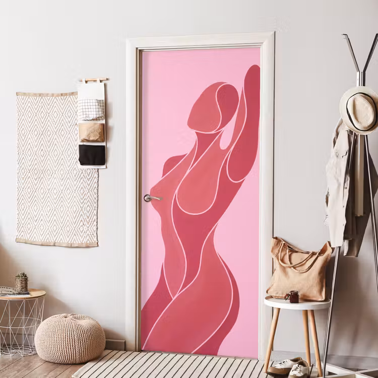 Deursticker - Vrouw - Lichaam - Abstract - Roze — 8