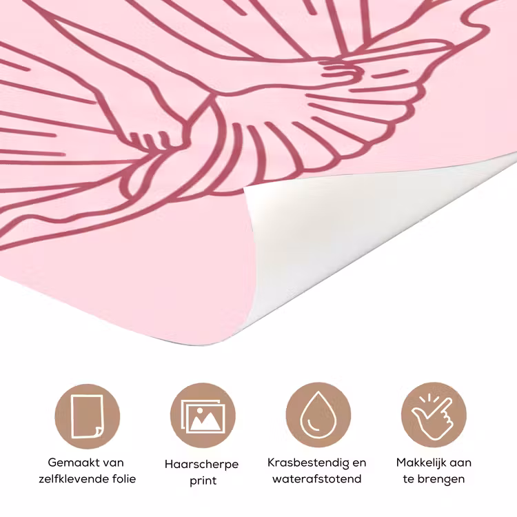 Deursticker - Vrouw - Schelp - Kunst - Lijntekening - Roze — 3