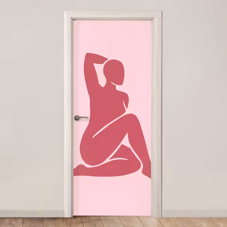 Deursticker - Vrouw - Silhouet - Abstract - Modern - Roze — 1