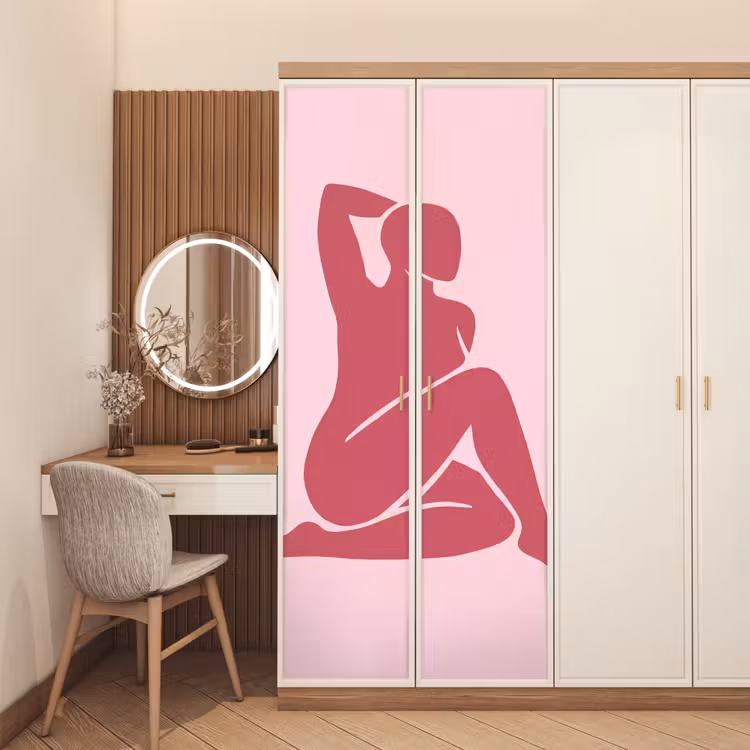 Deursticker - Vrouw - Silhouet - Abstract - Modern - Roze — 5