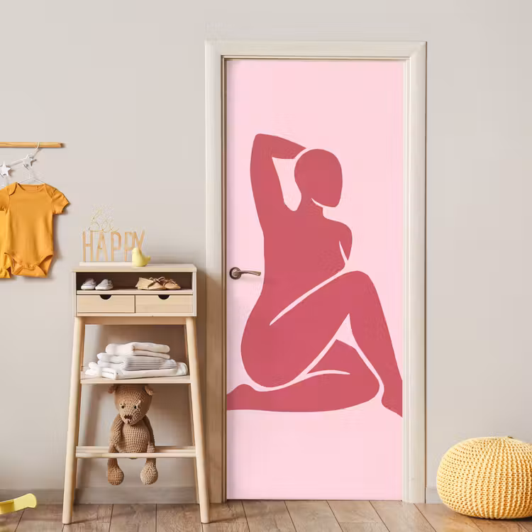 Deursticker - Vrouw - Silhouet - Abstract - Modern - Roze — 6