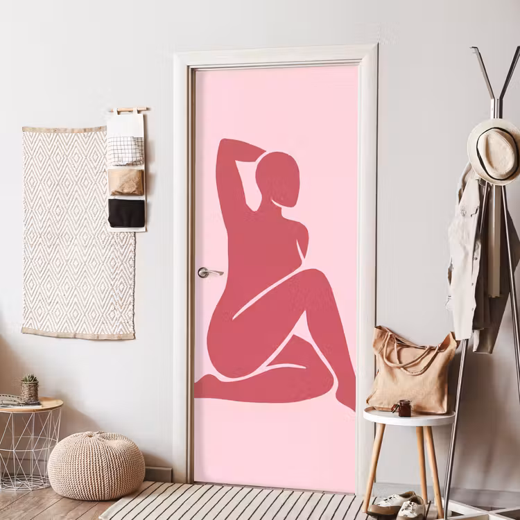 Deursticker - Vrouw - Silhouet - Abstract - Modern - Roze — 8