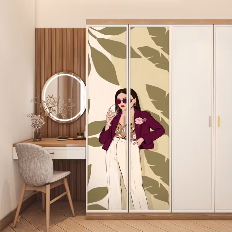 Deursticker - Vrouw - Wijn - Portret - Mode - Modern — 5