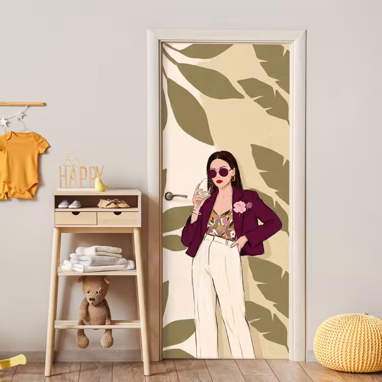 Deursticker - Vrouw - Wijn - Portret - Mode - Modern — 6