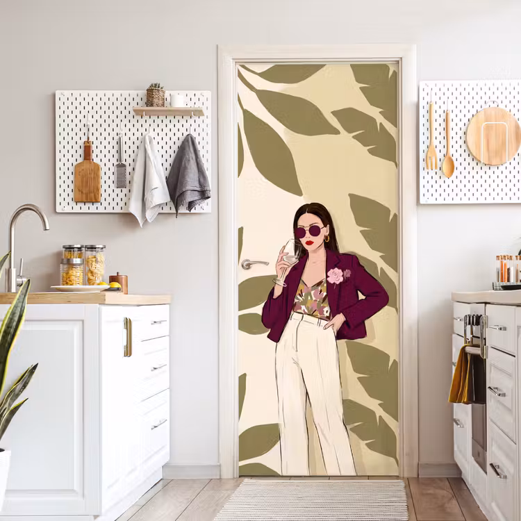Deursticker - Vrouw - Wijn - Portret - Mode - Modern — 7